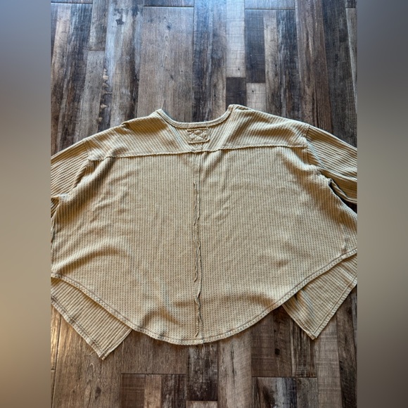 We the Free Free People Coraline Thermal Oversized Long Sleeve Large Yellow - Picture 4 of 4